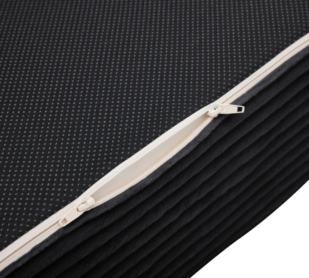 Divano letto 190x78x65 cm nero, convertibile in letto, tessuto a coste