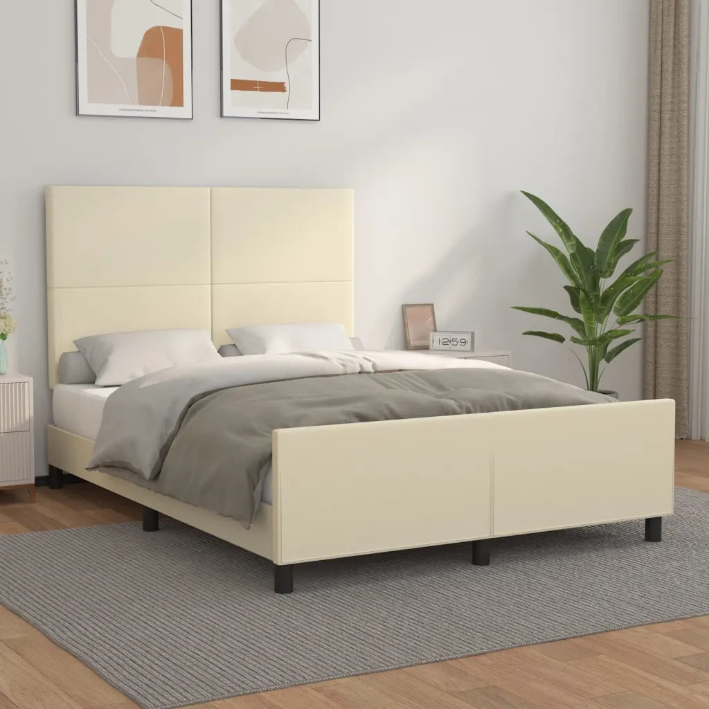 Giroletto con Testiera Crema 140x190 cm in Similpelle 3125447