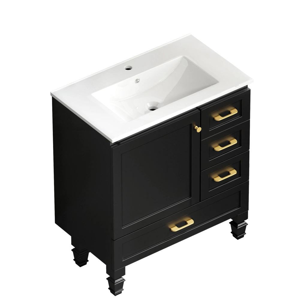 Armadietto Bagno con Cassetti ¨C MINIMAL ¨C Nero, 75 cm