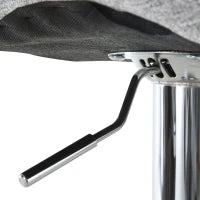 Set 2 Sgabelli da Bar Girevoli con Altezza Regolabile, Poggiapiedi e Schienale in Tessuto, Grigio