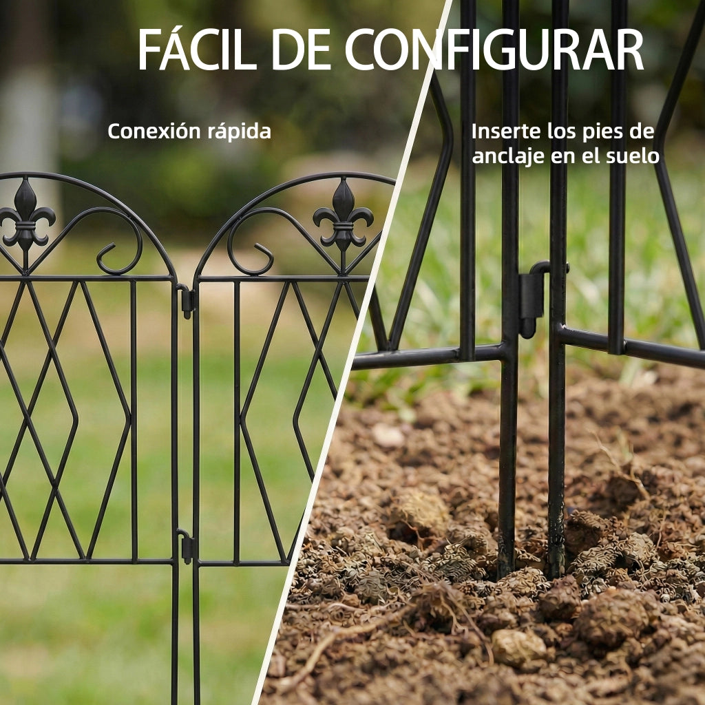 Set 4 Vallas de Jard¨ªn Met¨¢licas ¨C zephmum ¨C Nero, 125x56 cm