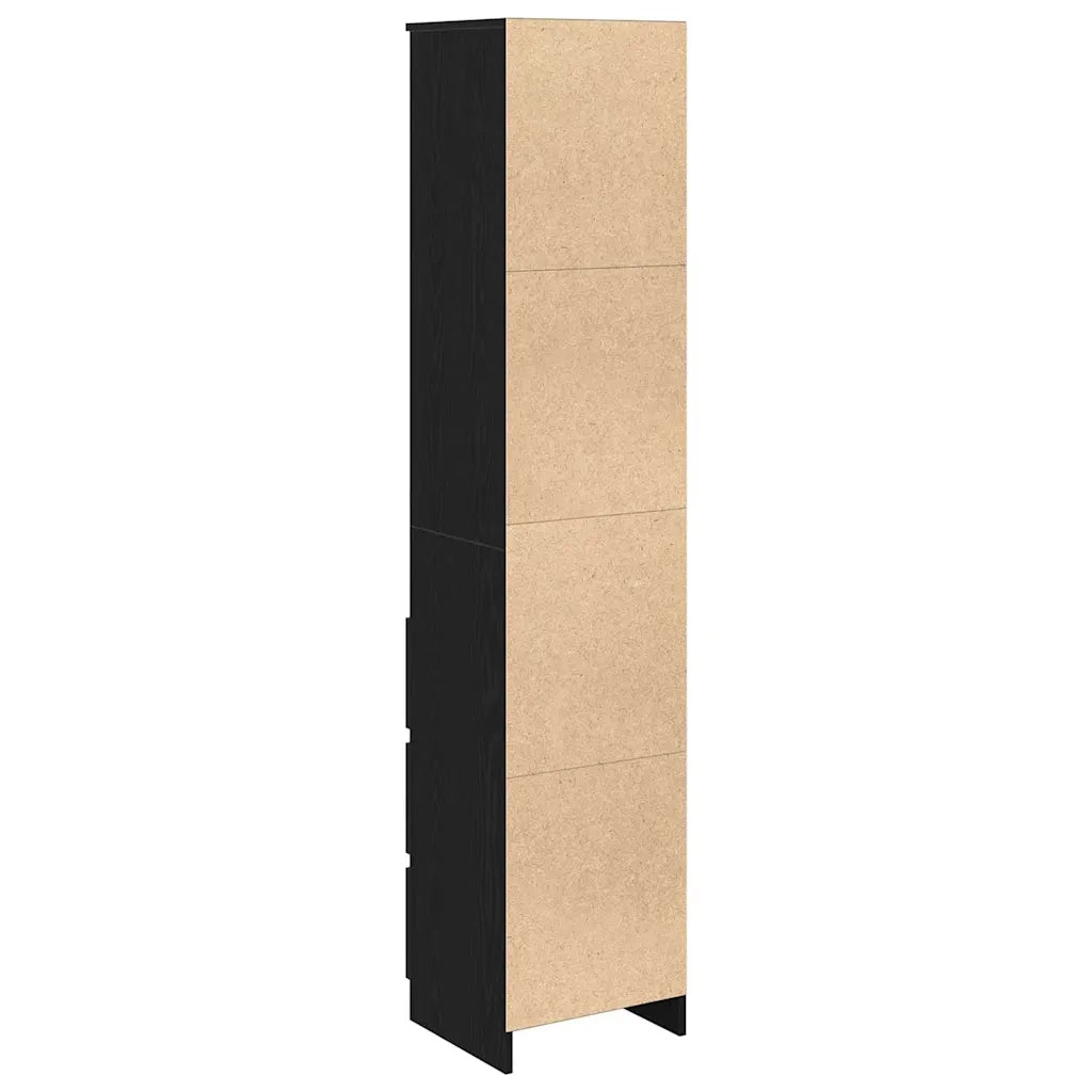 Credenza Rovere Nero 37,5x35x180 cm in Legno Multistrato 861662