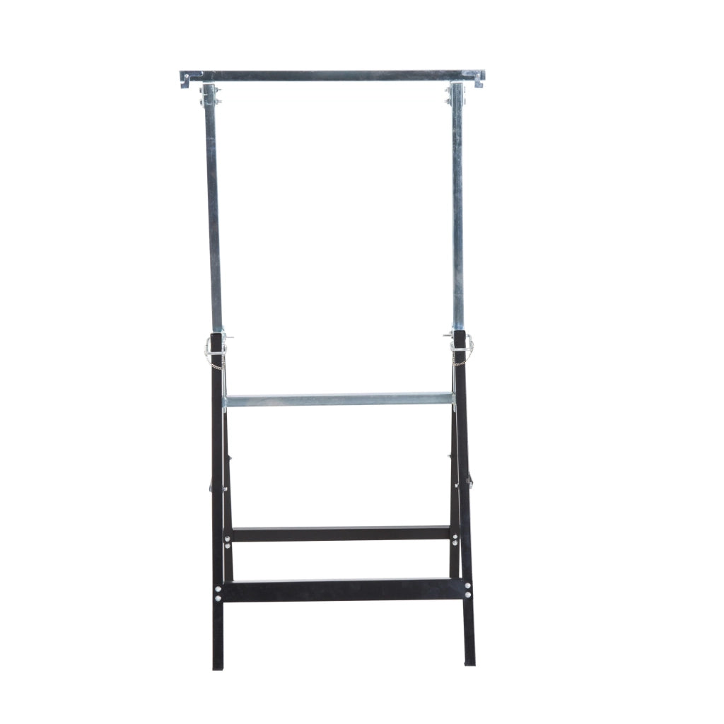 EasyComfort Set 2 Cavalletti da Lavoro Pieghevoli Portata 200 kg, Altezza Regolabili 80-130 cm, Cavalletti Telescopici Salvaspazio in Acciaio per Fai da Te, Garage e Giardino, Nero