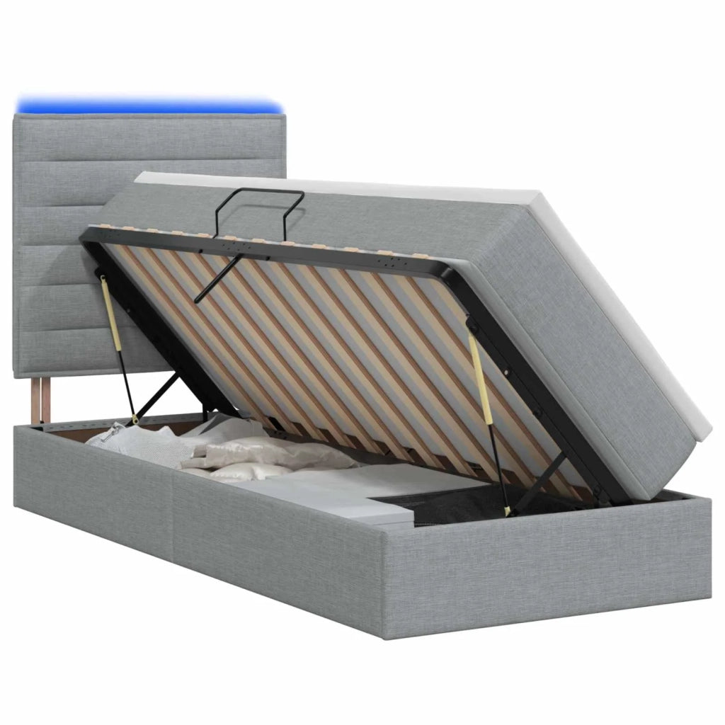 Letto con contenitore LED e materasso Grigio Chiaro 3459861