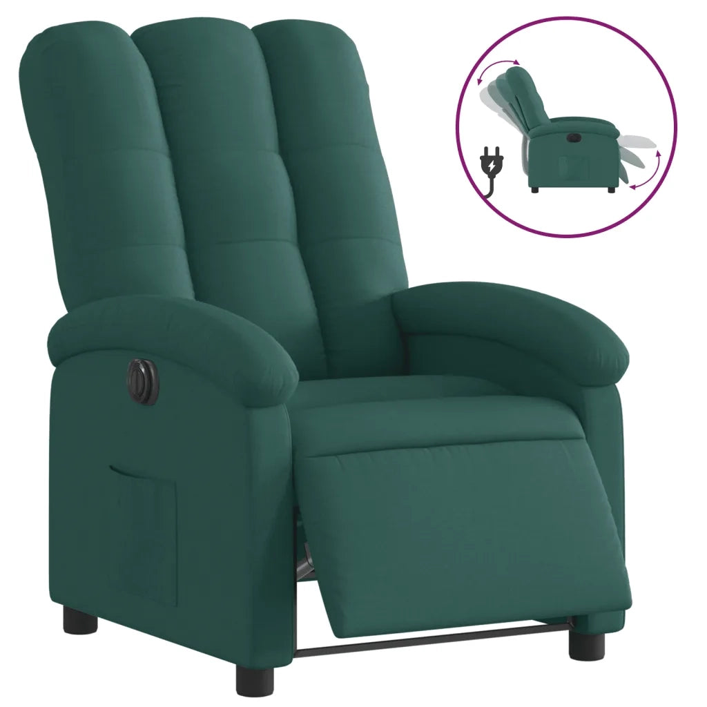 Poltrona | Sedia Relax Elettrica Reclinabile Verde Scuro in Tessuto