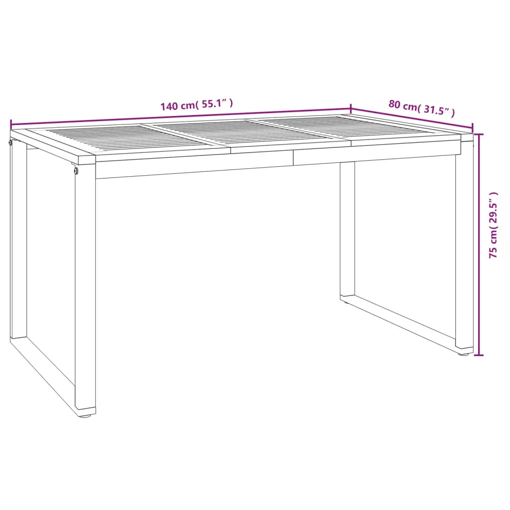 Set Pranzo da Giardino 7 pz Legno Massello di Acacia e Metallo 3155407