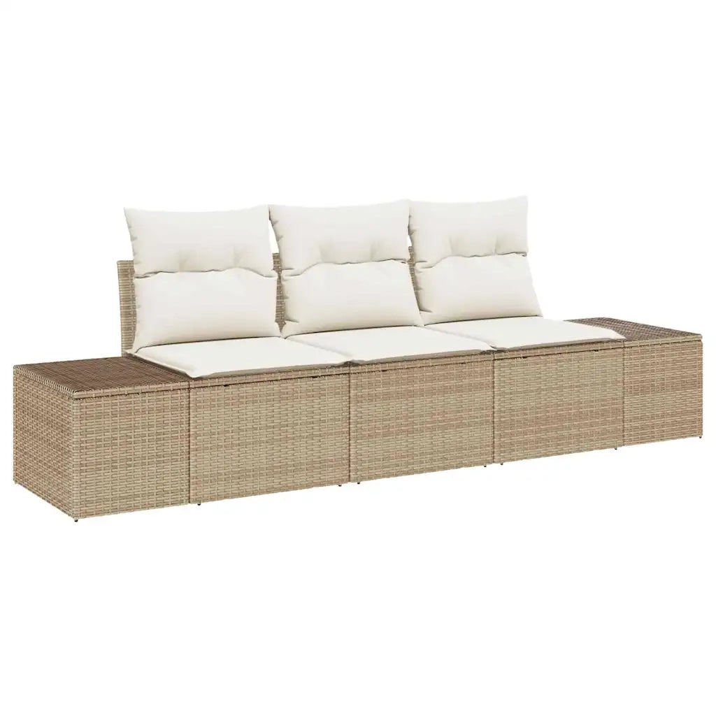 Set di divani con cuscino 3 pcs Beige polyrattan