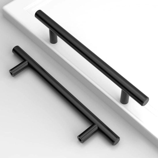 Greppini in acciaio inossidabile nero - distanza di apertura 128 mm - maniglie di carico - armadi cucina - armadi vestiario - 20 pezzi