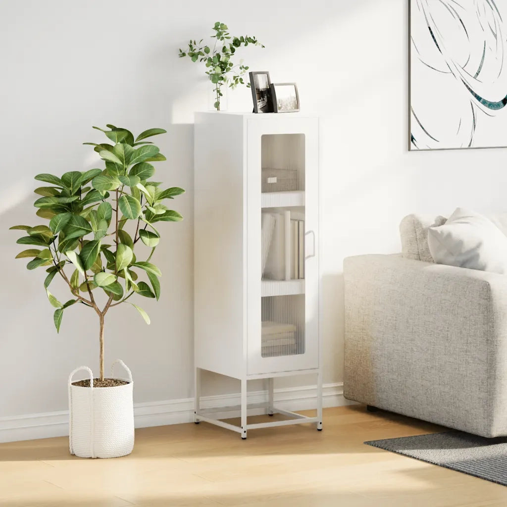 Credenza | Madia | Buffet da pranzo | Armadio da pranzo Bianca 36x39x123 cm Acciaio Laminato a Freddo