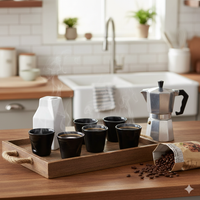 Set 6 Tazzine da caffè Accartocciati Neri con Lattiera Bianca in Gres Kaleidos