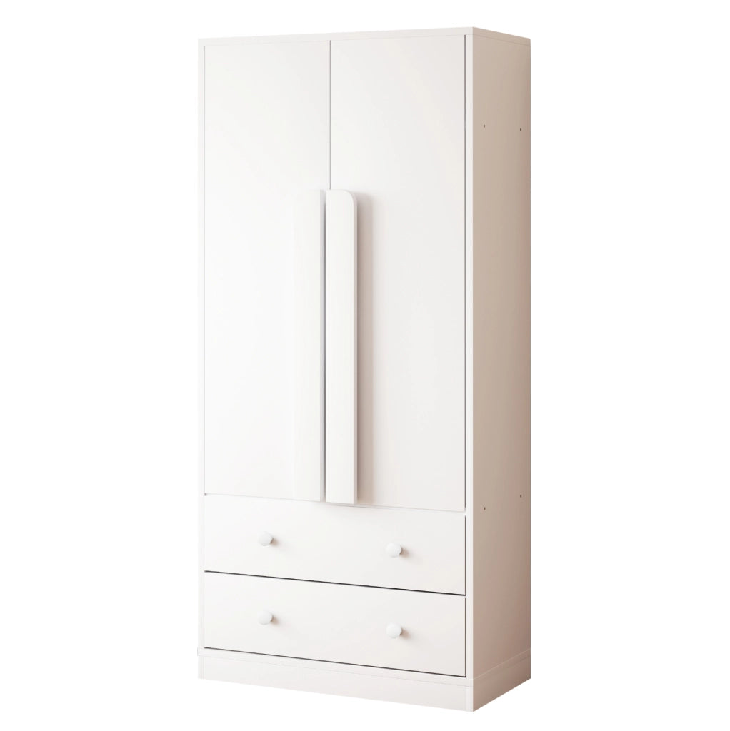 Armadio con doppia anta 70x40x170 cm; con 2 cassetti; bianco