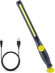 Lampada LED portatile con magneti e USB - Lampada da ispezione rotante 360° per lavori domestici, campeggio e escursioni (gialla)