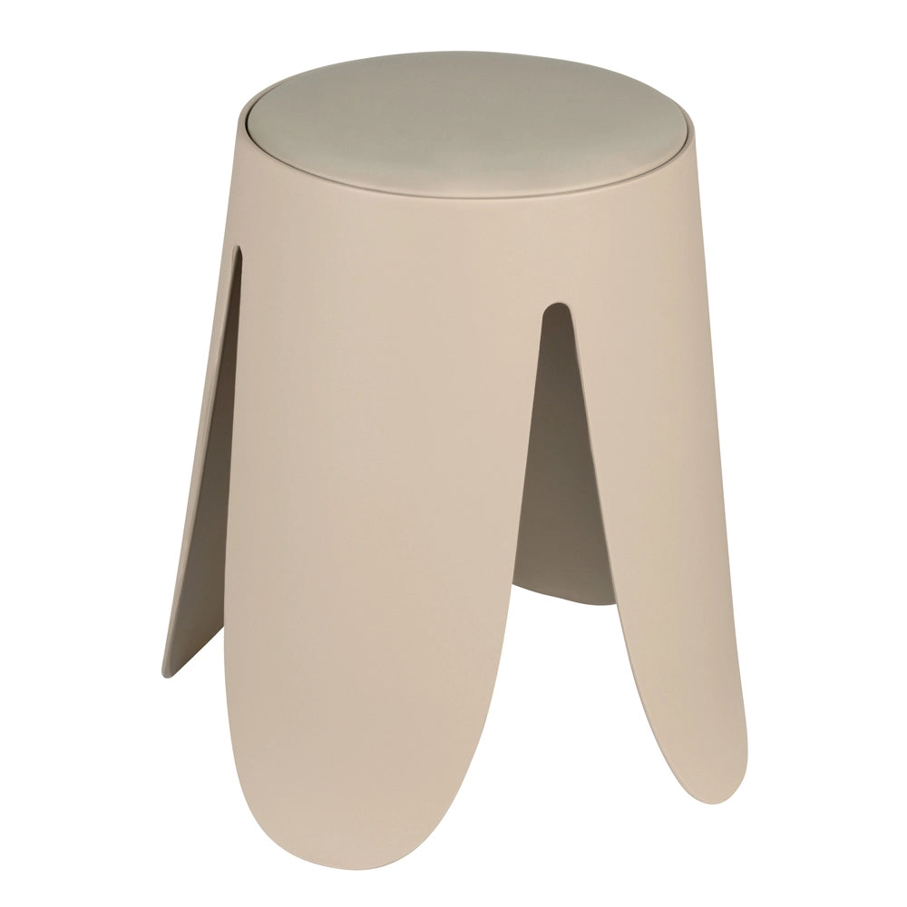Sgabello per il bagno beige opaco con seduta imbottita e piedini antiscivolo Flores