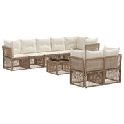 Set Divano da Giardino 9 pcs Beige polyrattan