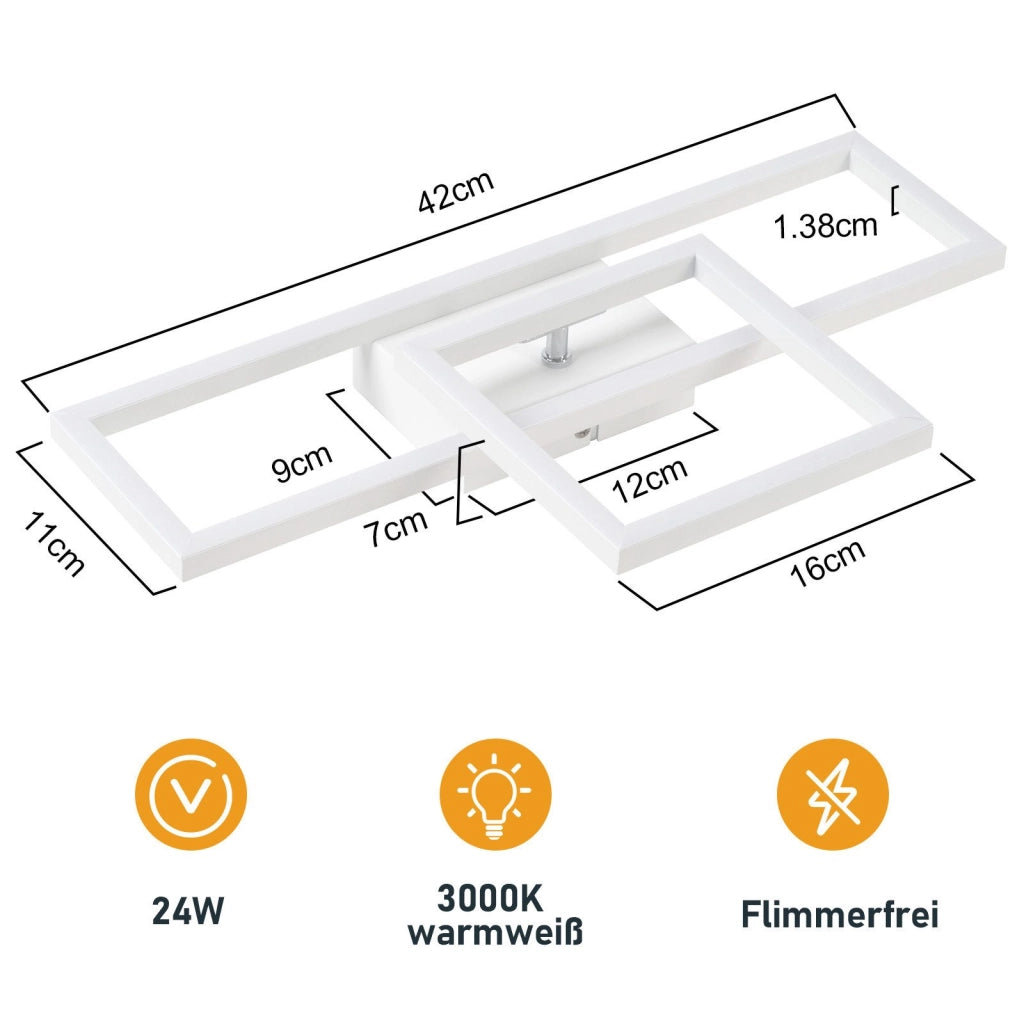 ZMH Lampada da soffitto plafoniera LED bianca 3000K 2 cornici per soggiorno corridoio cucina