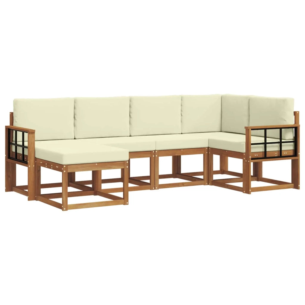 Set di divani da esterno con cuscino 6 pcs Naturale e Crema