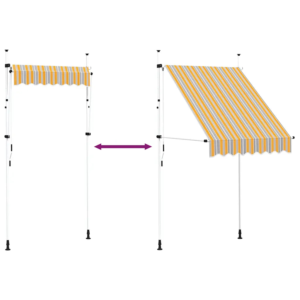 Tenda da Sole Retrattile Manuale-Tenda parasole per Patio 150 cm a Strisce Blu e Gialle