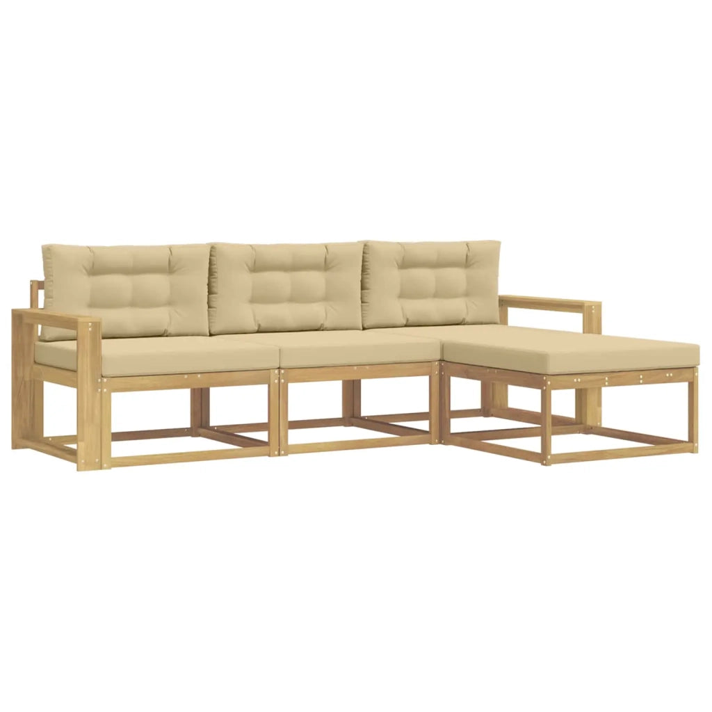 Set di divani da esterno 4 pz Bianco e Beige Poliestere 3386277
