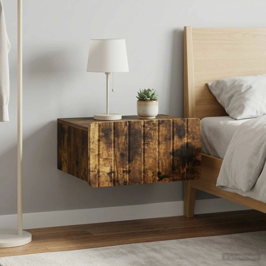 Mobiletto da notte a muro 2 pcs Rovere Fumo 49 x 34,5 x 24 cm 898286