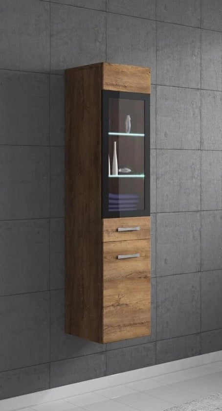 Cassettiera alta per bagno 131 cm in rovere - cassettiera alta - mobile - mobile per bagno - cassettiera laterale - cassettiera per bagno
