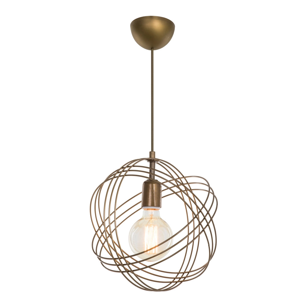 Lampada a Sospensione 'Hove' con Paralume a Globo di Cerchi in Metallo - Effetto Bronzo [lux.pro]