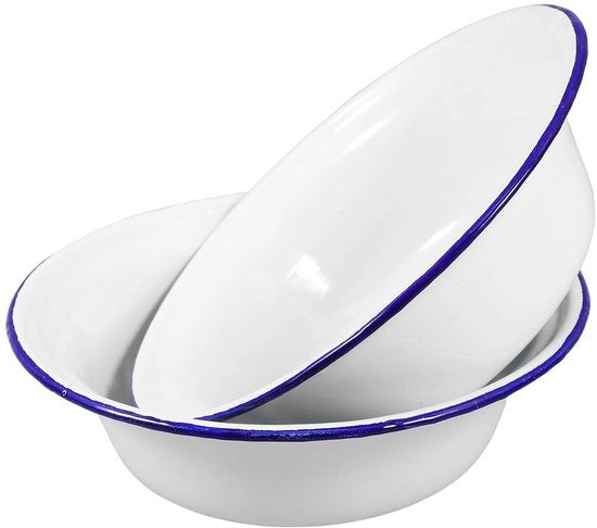 Scodelle per lavaggio a due pezzi - Emaille - Facili da pulire - Adatto per riso/pasta/verdure - Sostenibile - Ideale per famiglia/ristorante - Contenitore per mescolare