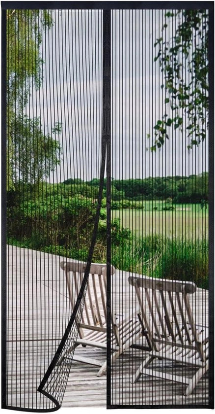 100x250cm Veloce Raffreddamento per Porte - Chiusura Automatica - Antizanzare - Facile da Installare - Nero