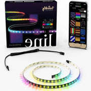 Kit di Estensione di Striscia LED Multicolore a Sautoadesivo Magnetica 1,5m - Compatibile con Alexa e Google Home - 16 M+ Colori di Controllo con App - Cavo Nero