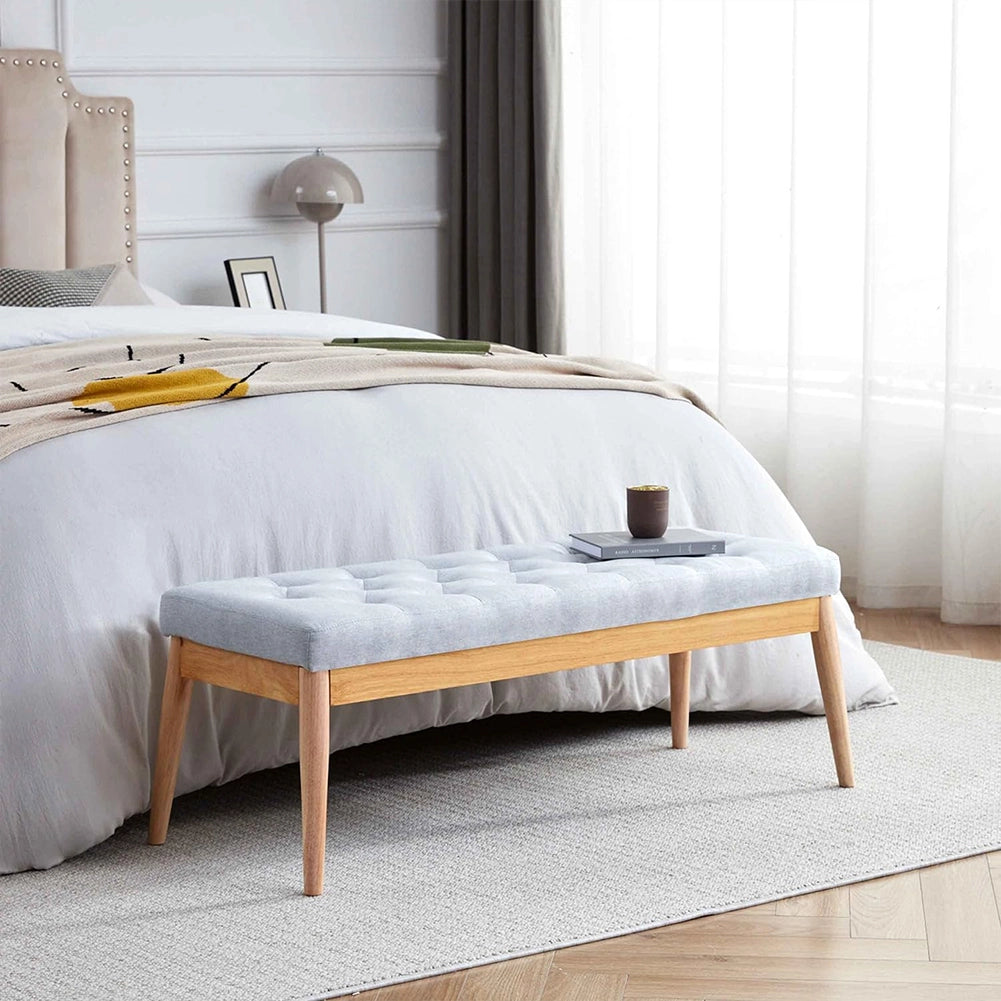 Cassapanca Pouf Ottomana Grigio Ingresso Panca Imbottitura Alta Densità 108x41cm