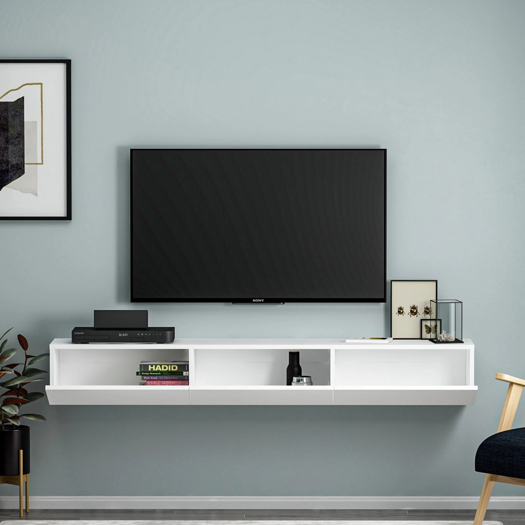 Lariano, Mobile Porta tv 3 Ante, 180x31x26h cm Bianco