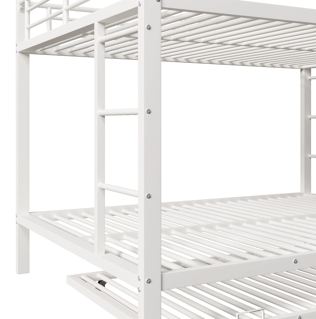 Letto a castello 140x200 cm in metallo con letto estraibile e sponde alte bianco