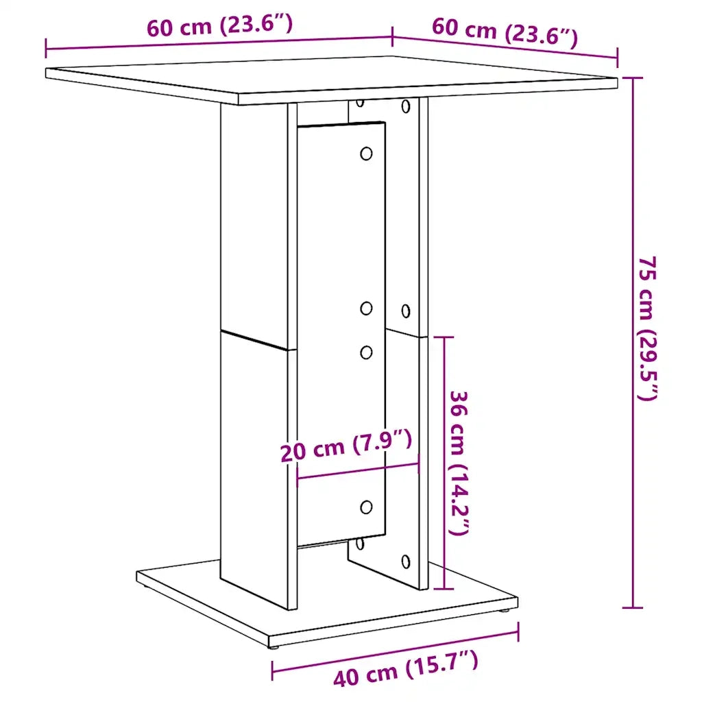 Tavolo da Bistrot Rovere Artigianale 60x60x75 cm in Truciolato 856023
