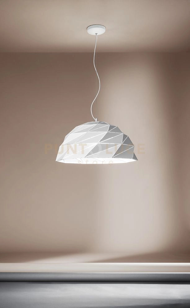Tilt Sospensione in metallo verniciato bianco opaco 3 luci attacco E27 d.56cm