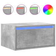 Comodino | Armadio da Notte | Mobiletto da notte a Parete con Luci LED Grigio Cemento