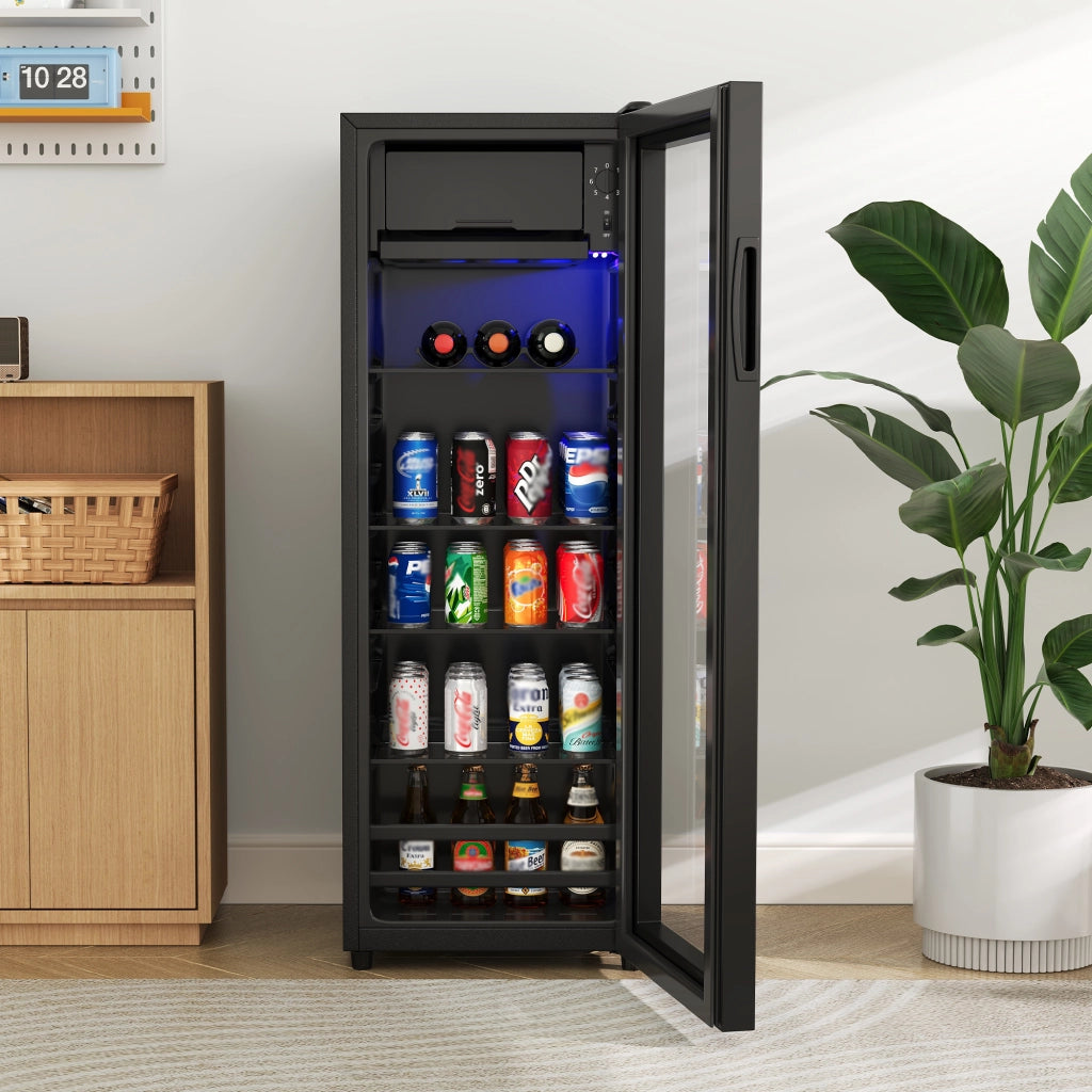 Frigorifero Combinato 128L con Freezer 8L ¨C MINIMAL ¨C Compressore, LED Blu, Ripiani Regolabili