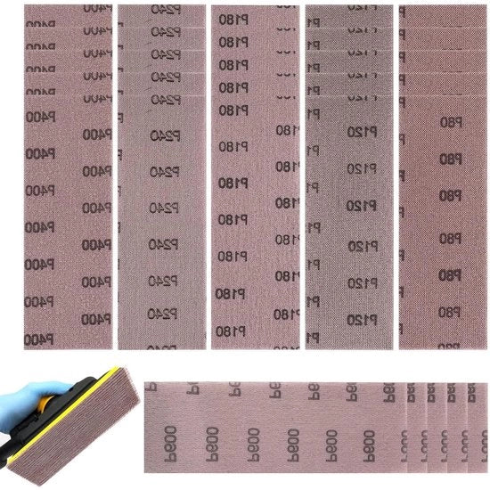 Set di abrasivi Pro, 30 pezzi, 80 x 230 mm, grana abrasiva 80/120/180/240/400/600, senza residui, anti-calcinatura, griglia abrasiva per abrasivo manuale, abrasivo per superfici liscie di legno, vernice, metallo