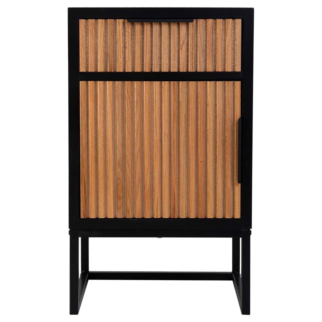 Tavolino in legno e metallo con 1 cassetto e 1 anta 42x36,5x71h cm