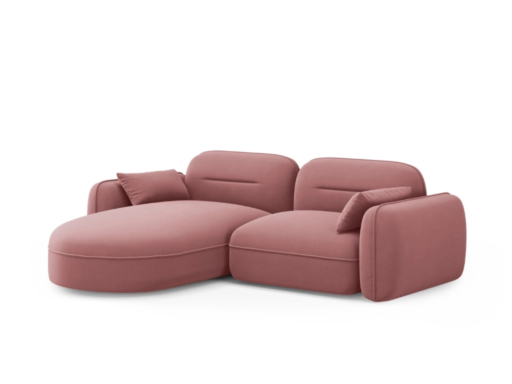 Cosmopolitan Design - Divano angolare modulare sinistro "Sydney" 3 posti in velluto salmone 