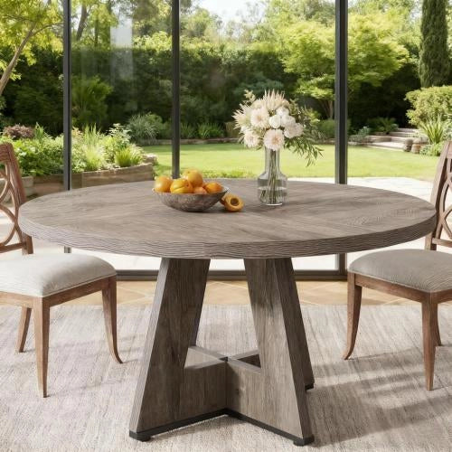 TAVOLO da pranzo rotondo 120 cm grigio in legno ingegnerizzato