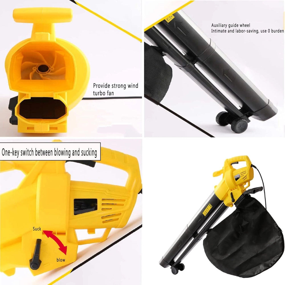 Trade Shop - Aspiratore Per Foglie Da 3000w Elettrico 3 In 1 Soffiatore Con Sacco Raccolta Da 35 Litri -