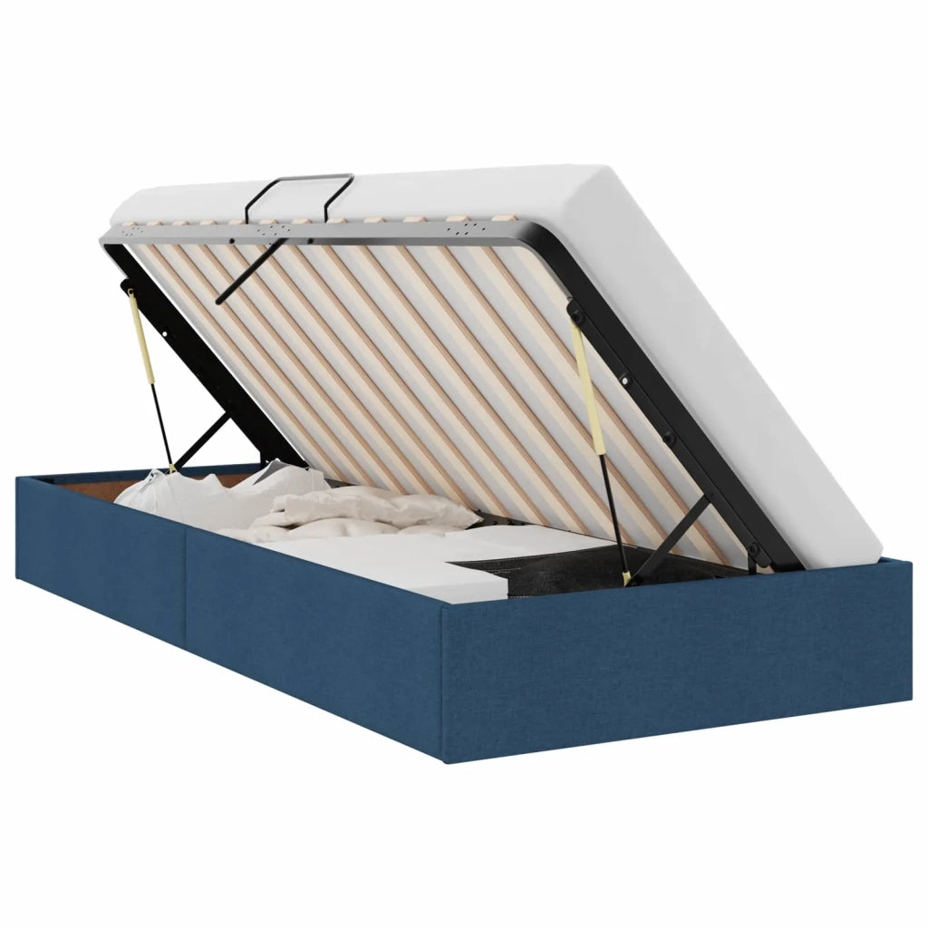 Letto ottomano con archiviazione Blu 90 x 190 cm Tessuto 3442795