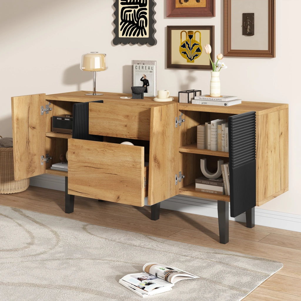 Mobile TV contemporaneo con spazio per TV 60" - Zephmum - Gambe in legno massello, ampio stoccaggio