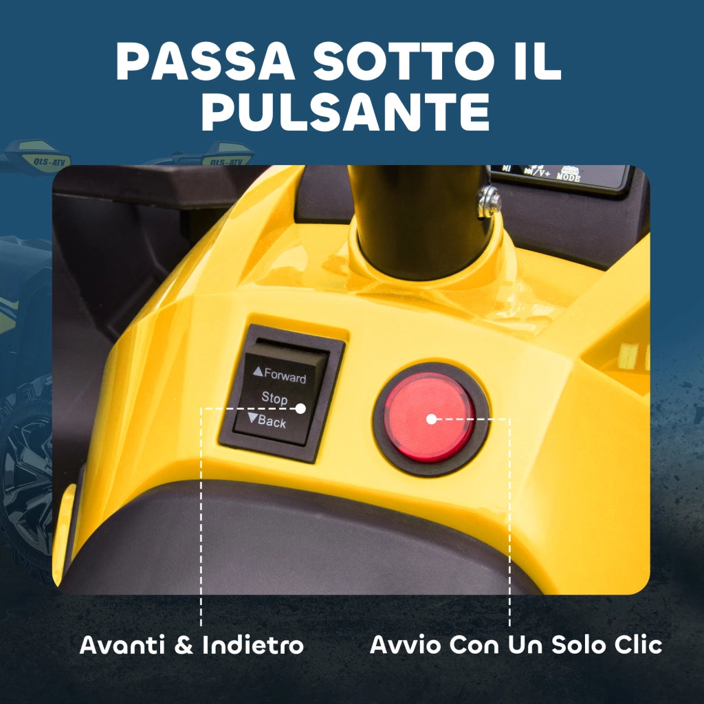 Quad per Bambini Elettrico 12V con Fari e Batteria Ricaricabile, Et¨¤ 3-5 Anni, 100x65x73cm, Giallo