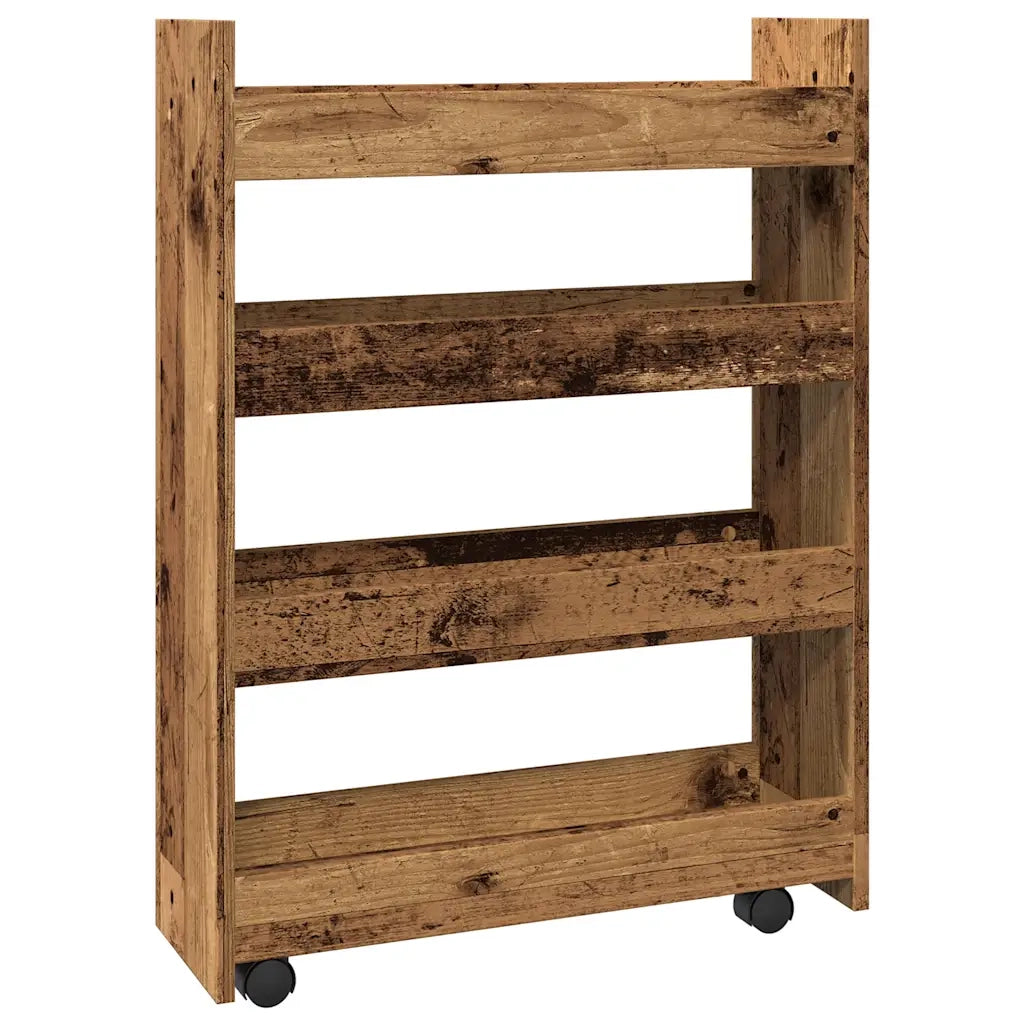 Carrello Stretto a 4 Livelli Legno Antico in Truciolato 855266