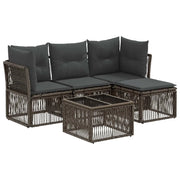 Set Divano da Giardino 5 pcs Grigio polyrattan