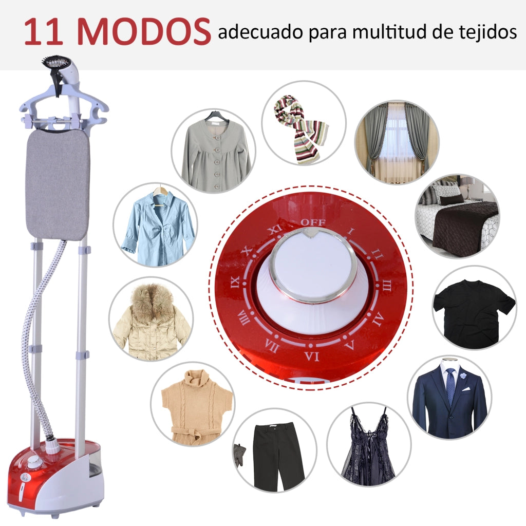Centro di Stiro Verticale a Vapore 1950W ¨C zephmum ¨C 2L, 32g/min, Rosso