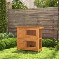 Gabbia a Due Piani per Conigli, Conigliera da Esterno in Legno di Abete, 90x45x90 cm, Legno e Verde