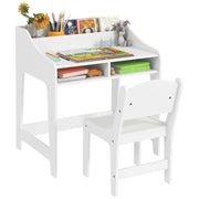 Scrivania per bambini con cassetti e scaffali aperti ¨C zephmum ¨C bianco