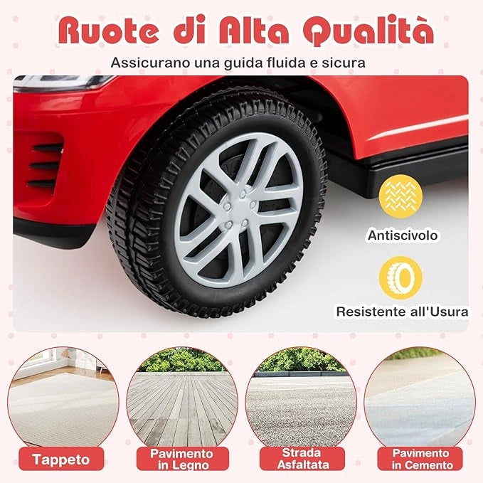 3 in 1 Auto a Spinta, Macchinina a Pedale con Manico Removibile e Paracolpi, Clacson e Suodo di Avvio, Macchina Cavalcabile per Bambini 18-36 Mesi (Rosso)