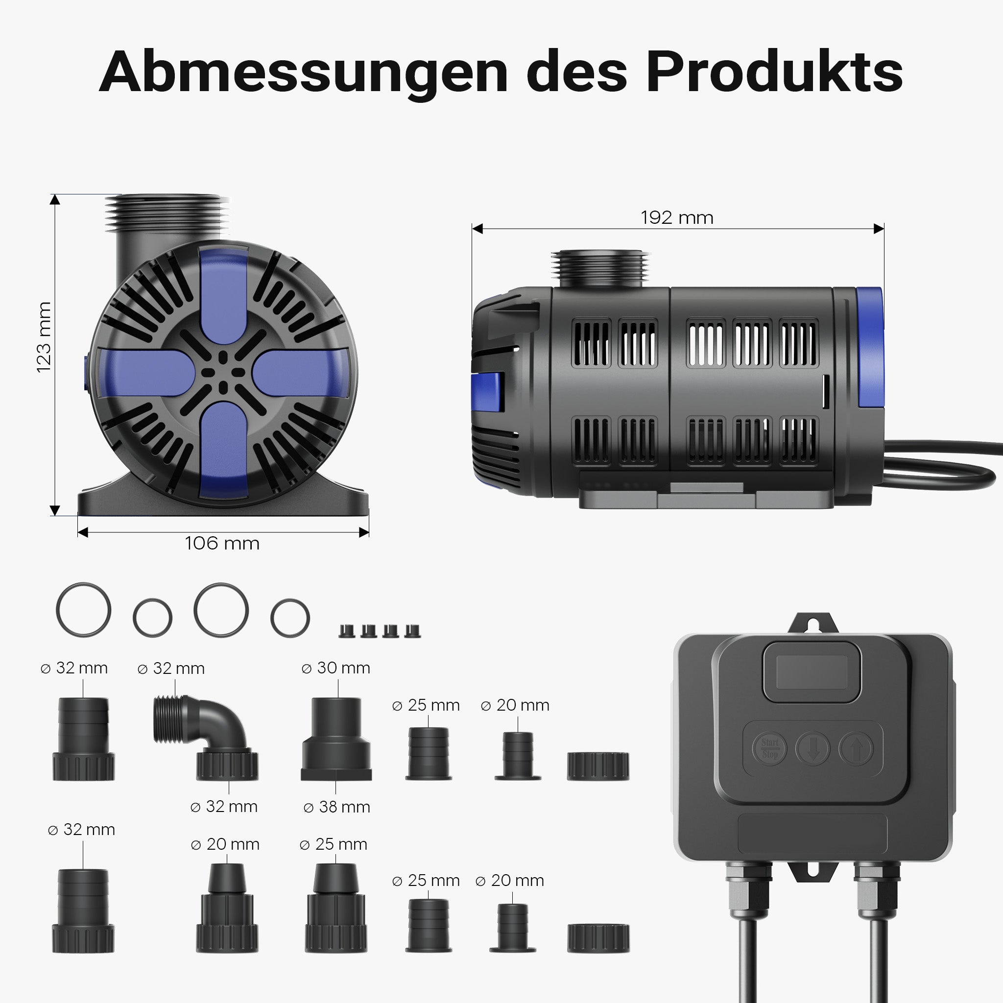 CET-8000 SuperECO Pompa per laghetto Regolabile in continuo da 500 a 8000l/h con 80W